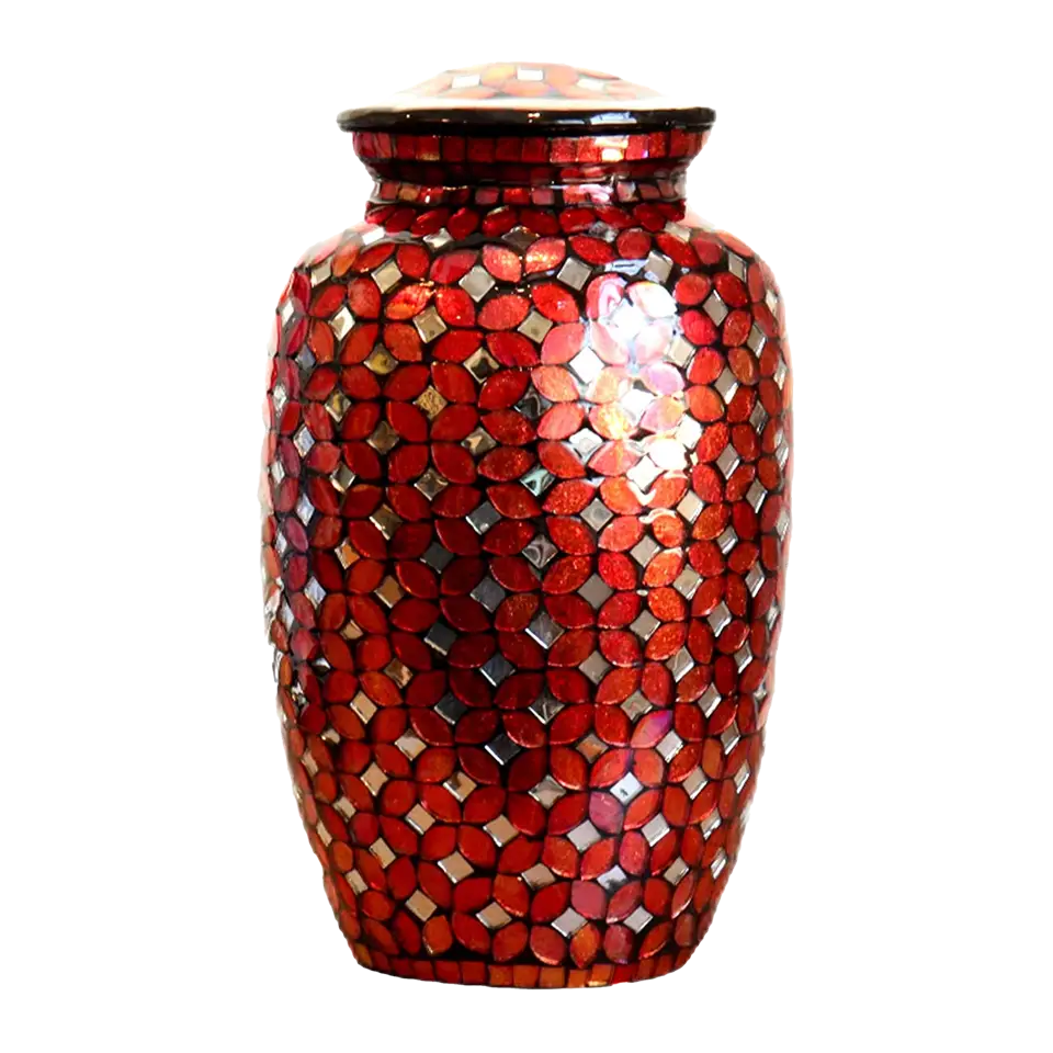 Red Mosaic Glass Urn