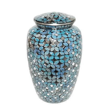 Blue Mosaic Glass Urn