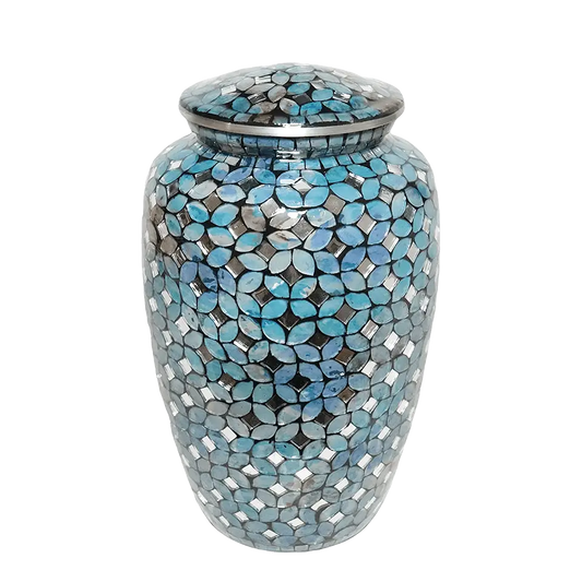 Blue Mosaic Glass Urn