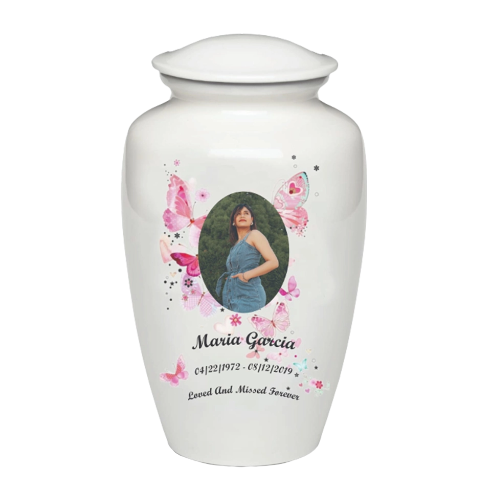 White Butterfly Custom Urn