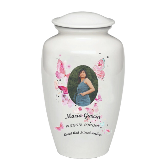 White Butterfly Custom Urn