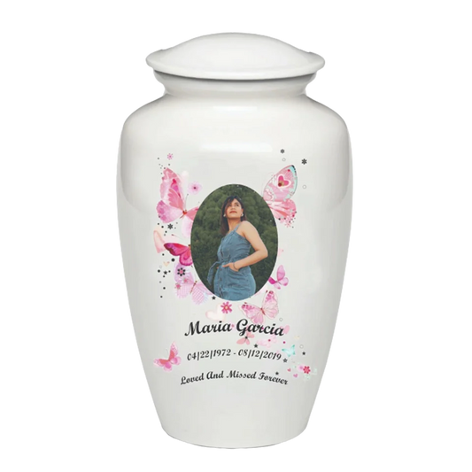 White Butterfly Custom Urn Sample