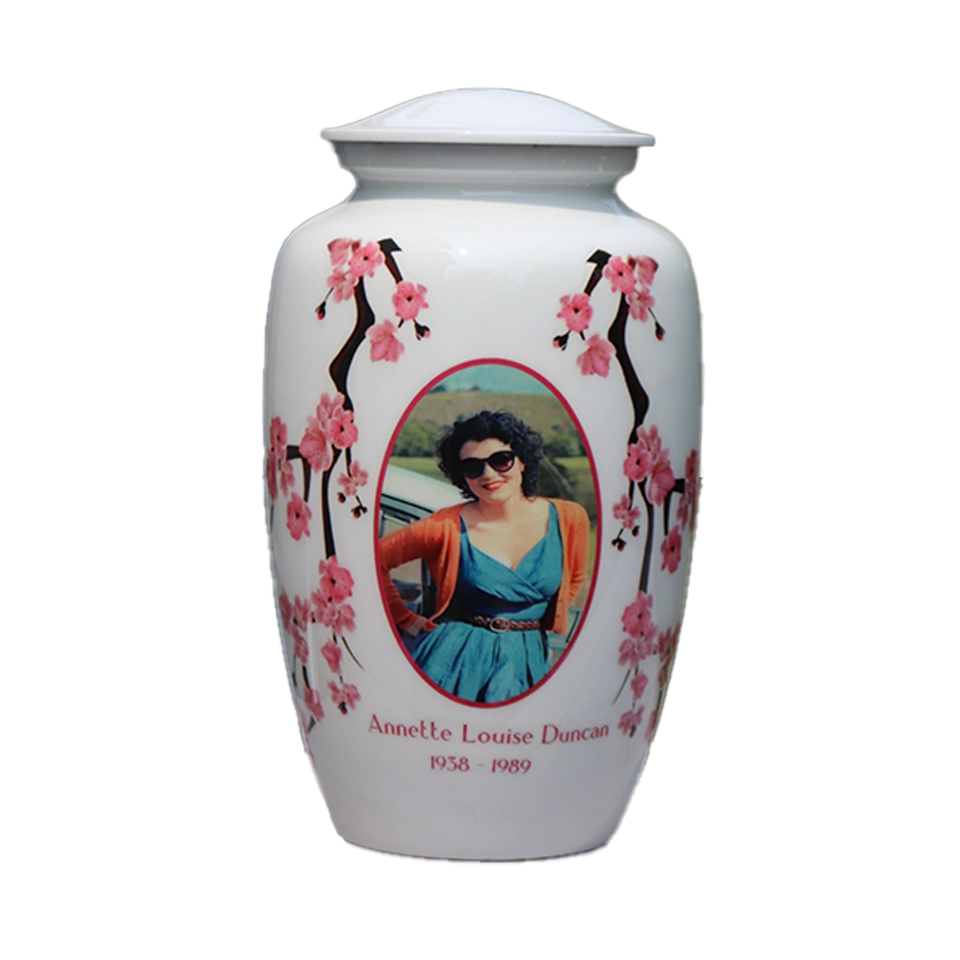 White Flower Custom Urn