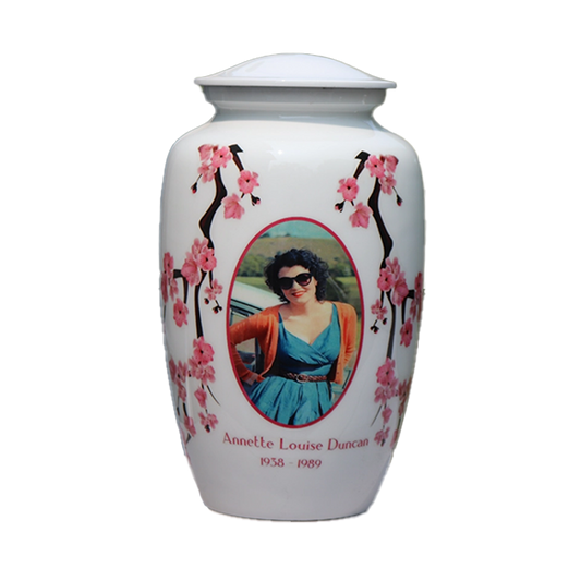 White Flower Custom Urn