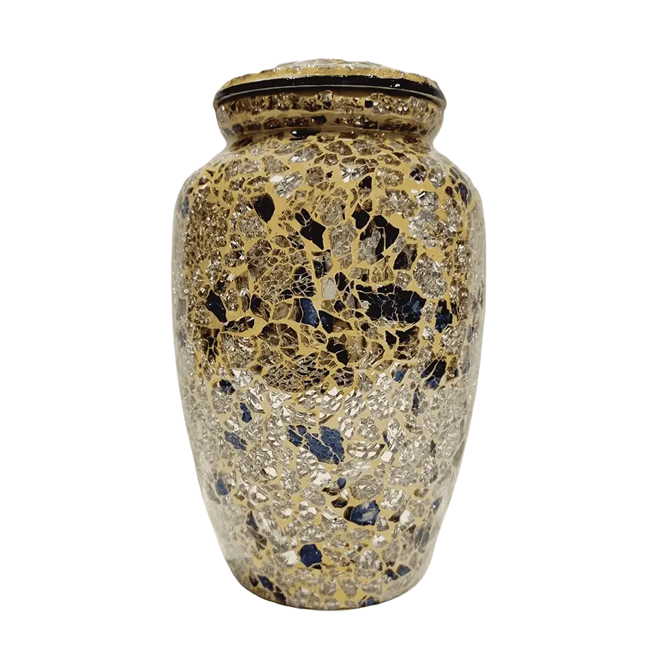 Gold Mosaic Glass Urn