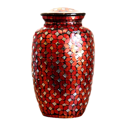 Red Mosaic Glass Urn