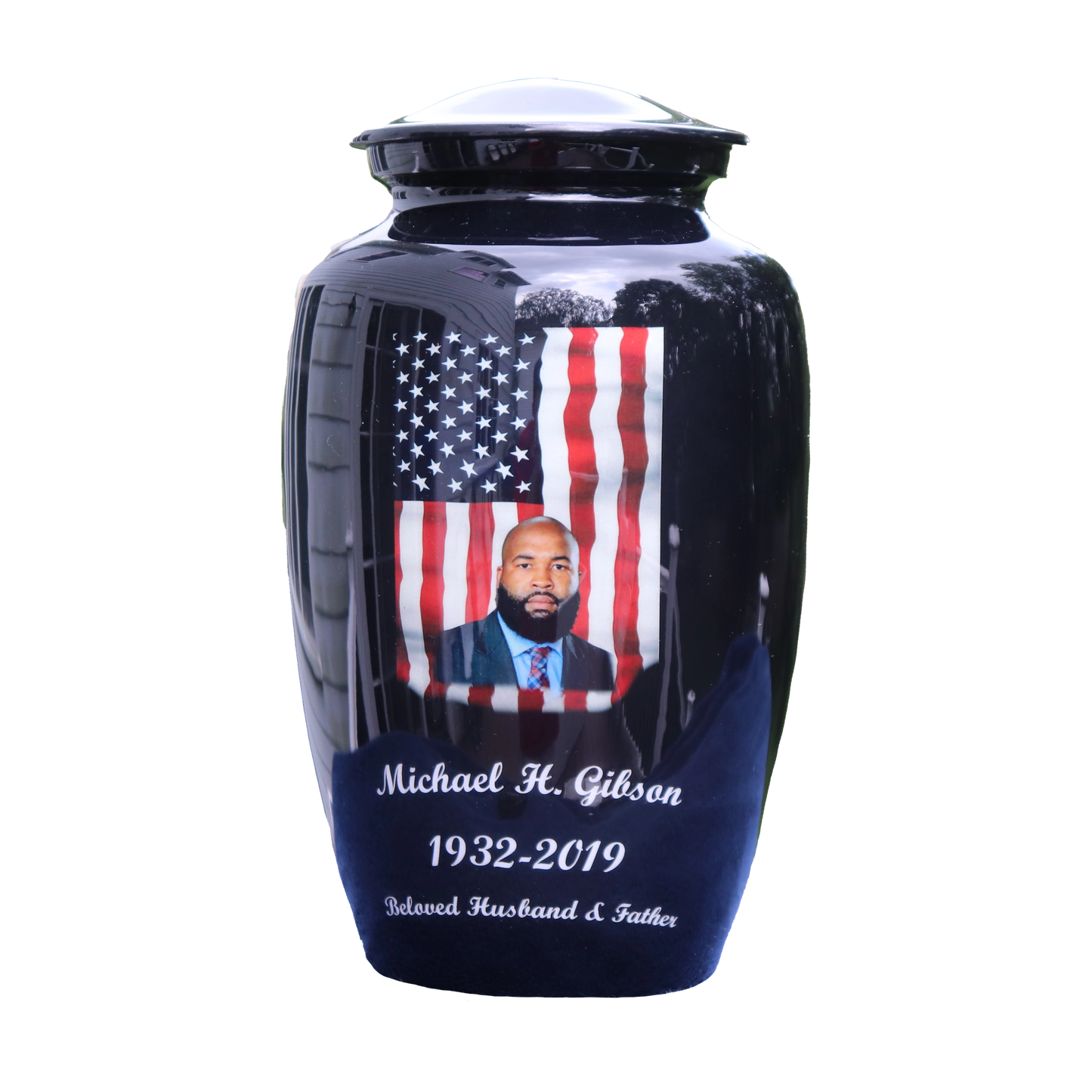 Black United States Custom Urn