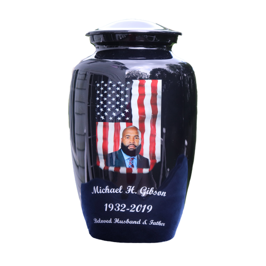 Black United States Custom Urn